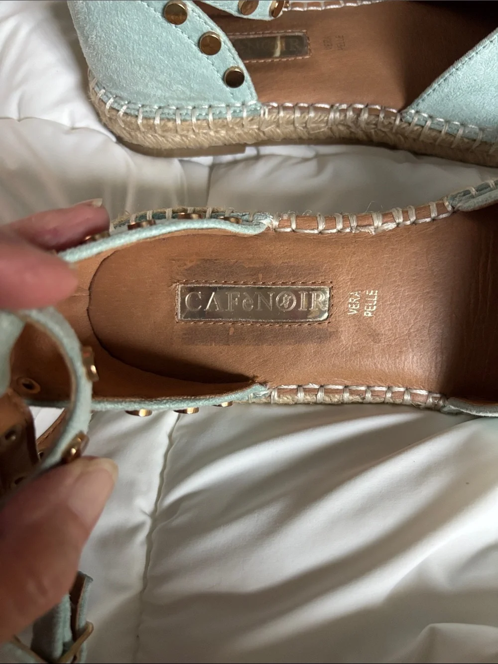 Cafènoir Espadrille in Aqua Marine Ankle-Strap Flats